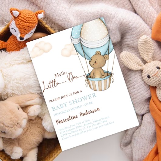 Hallo Kleine, Teddy Bear Balloon Baby shower Kaart