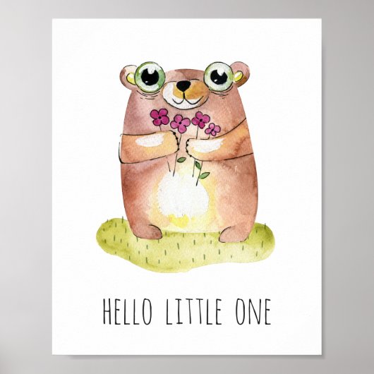 Hallo kleintje. Leuke beerprint. Baby dier Poster (Voorkant)