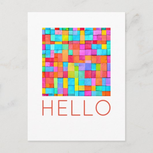 HALLO Kleurrijke Abstracte Kunst Modern Leuk Vroli Briefkaart (Voorkant)