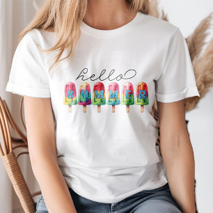 hallo "" Kleurrijke Ice Cream Pop T-shirt