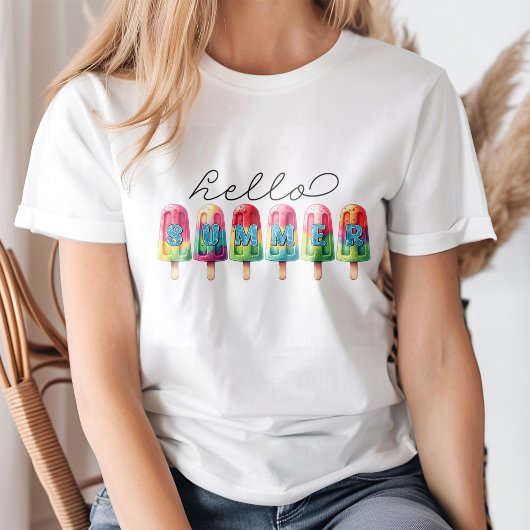 hallo "" Kleurrijke Ice Cream Pop T-shirt