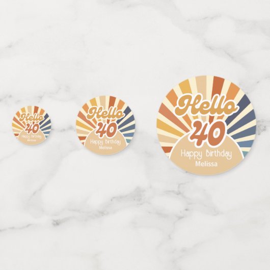 Hallo Kleurrijke Retro Sun Groovy Wave Confetti (Voorkanten)