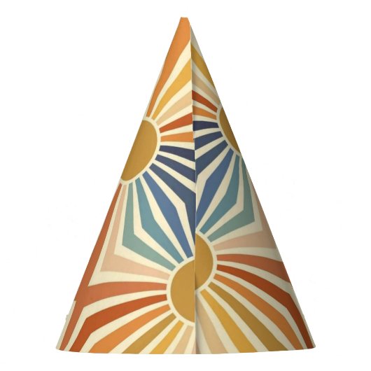 Hallo Kleurrijke Retro Sun Groovy Wave Feesthoedjes (Achterkant)