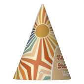 Hallo Kleurrijke Retro Sun Groovy Wave Feesthoedjes (Links)