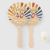 Hallo Kleurrijke Retro Sun Groovy Wave Handwaaier (Voorkant en achterkant)