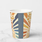 Hallo Kleurrijke Retro Sun Groovy Wave Papieren Bekers (Links)