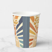 Hallo Kleurrijke Retro Sun Groovy Wave Papieren Bekers (Rechts)