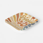 Hallo Kleurrijke Retro Sun Groovy Wave Papieren Bordje (Gebogen)