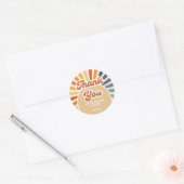 Hallo Kleurrijke Retro Sun Groovy Wave Ronde Sticker (Envelop)