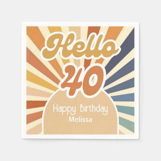 Hallo Kleurrijke Retro Sun Groovy Wave Servet (Voorkant)