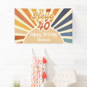 Hallo Kleurrijke Retro Sun Groovy Wave Spandoek (Insitu)