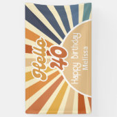 Hallo Kleurrijke Retro Sun Groovy Wave Spandoek (Verticaal)