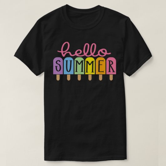 Hallo Kleurrijke zomer Popsicle Graphic TShirt (Design voorkant)