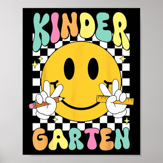 Hallo Kleuter Glimlach Gezicht Terug naar School K Poster (Voorkant)