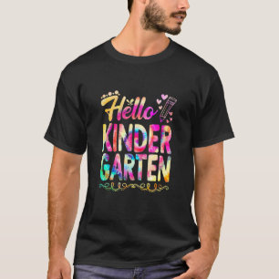 Hallo Kleuter Tie Dye Eerste Dag Schattig Terug Na T-shirt