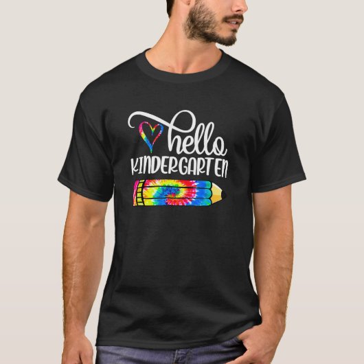 Hallo Kleuter Tie Dye Potlood T-shirt (Voorkant)