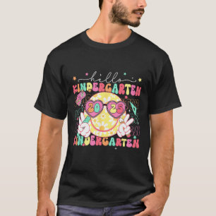 Hallo Kleuterklas Lachend Gezicht Terug naar Schoo T-shirt