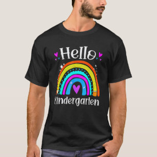 Hallo Kleuterklas Regenboog Potlood Leraren Terug T-shirt
