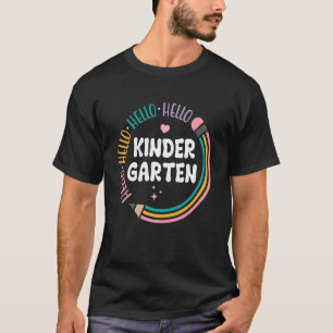 Hallo kleuterleidster eerste dag potlood terug naa t-shirt