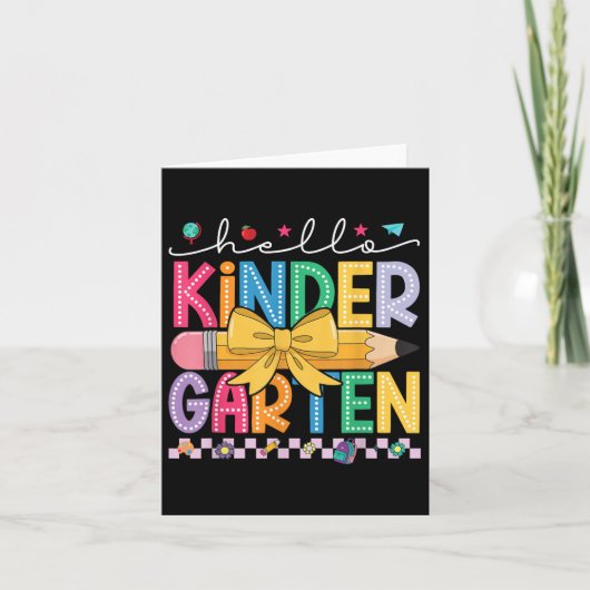 Hallo Kleuterschool Coquette Bow Pencil Kinder Bac Kaart (Voorkant)