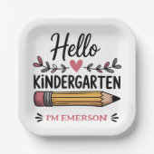 Hallo Kleuterschool gepersonaliseerd terug naar sc Papieren Bordje (Voorkant)