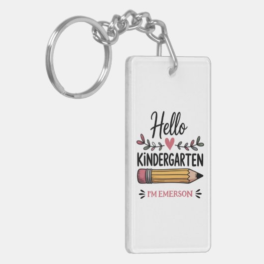 Hallo Kleuterschool gepersonaliseerd terug naar sc Sleutelhanger (Voorkant Links)