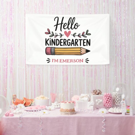 Hallo Kleuterschool Gepersonaliseerd Terug Naar Sc Spandoek (Feest)