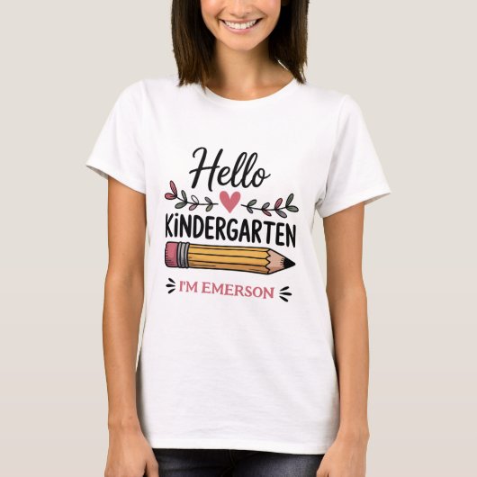 Hallo Kleuterschool gepersonaliseerd terug naar sc T-shirt (Voorkant)