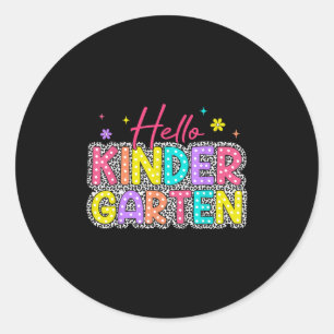Hallo €? Kleuterschool Leopard Back School Educate Ronde Sticker