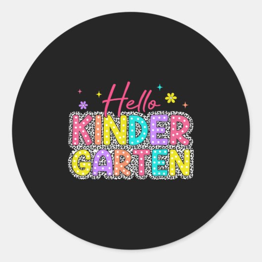 Hallo €? Kleuterschool Leopard Back School Educate Ronde Sticker (Voorkant)
