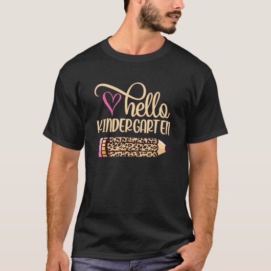 Hallo Kleuterschool Luipaard Potlood Terug naar Sc T-shirt (Voorkant)