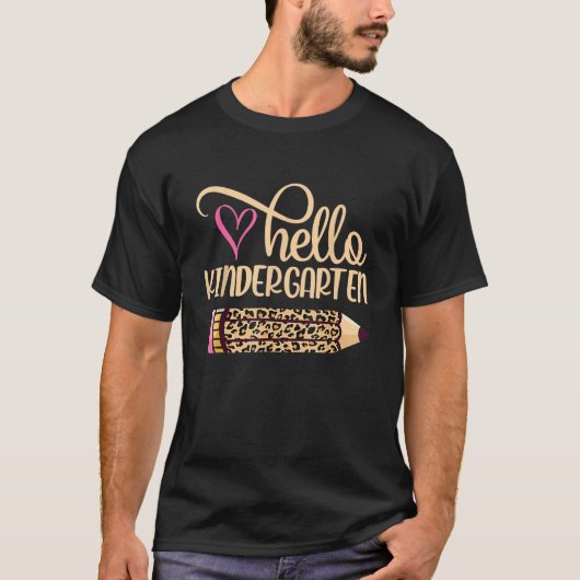 Hallo Kleuterschool Luipaard Potlood Terug naar Sc T-shirt (Voorkant)