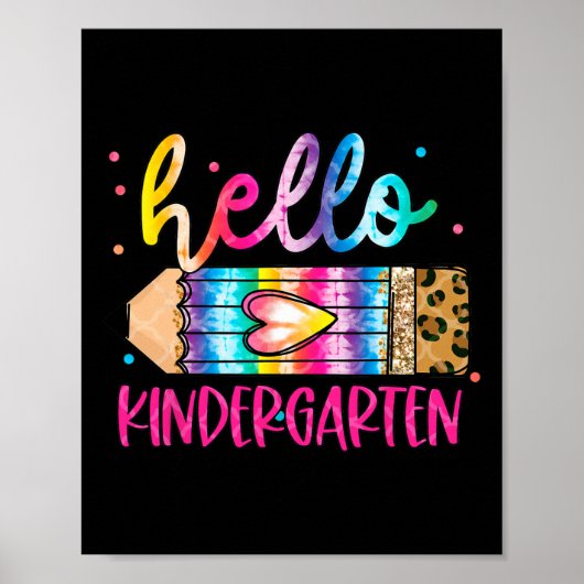 Hallo kleuterschool luipaard tie-dye potlood schat poster (Voorkant)