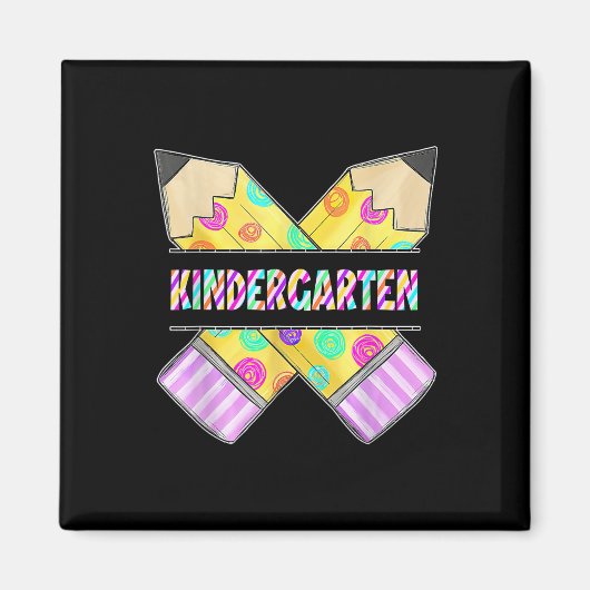Hallo kleuterschool luipaard tie-dye potlood tee s magneet (Voorkant)