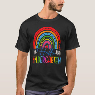 Hallo Kleuterschool potloden regenboog eerste dag T-shirt