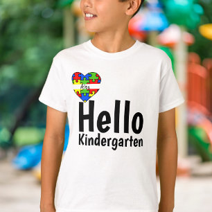 Hallo Kleuterschool Puzzel Stukken Custom Naam Har T-shirt