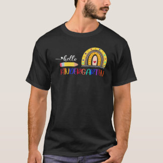 Hallo kleuterschool regenboog leraren kinderen eer t-shirt