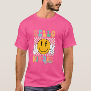 Hallo Kleuterschool Retro Glimlach Leraren Kindere T-shirt