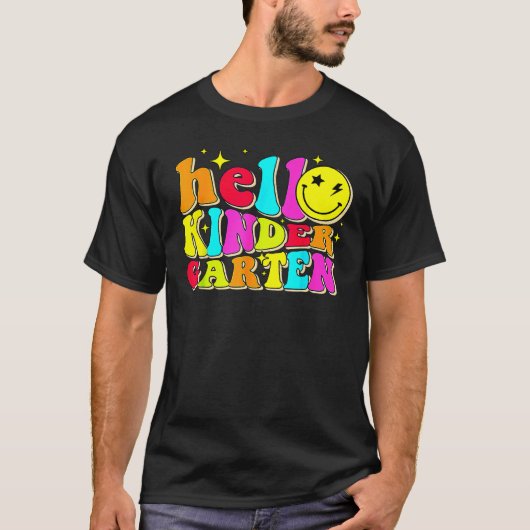 Hallo Kleuterschool Retro Terug naar School Teache T-shirt (Voorkant)