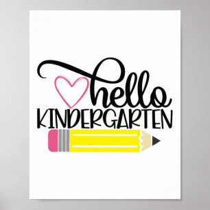 Hallo kleuterschool shirt terug naar school leraar poster