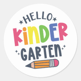 Hallo kleuterschool terug naar school ronde sticker