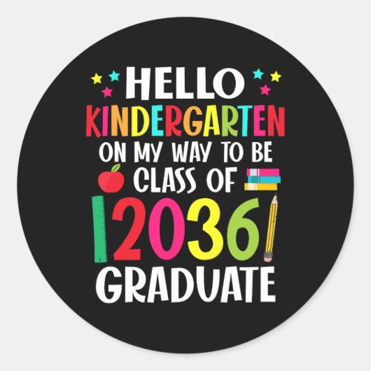 Hallo Kleuterschool terug naar schoolklas van 2036 Ronde Sticker (Voorkant)