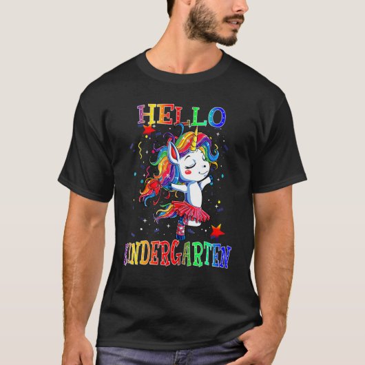 hallo kleuterstudent terug naar Shcool Unicorn T-shirt (Voorkant)