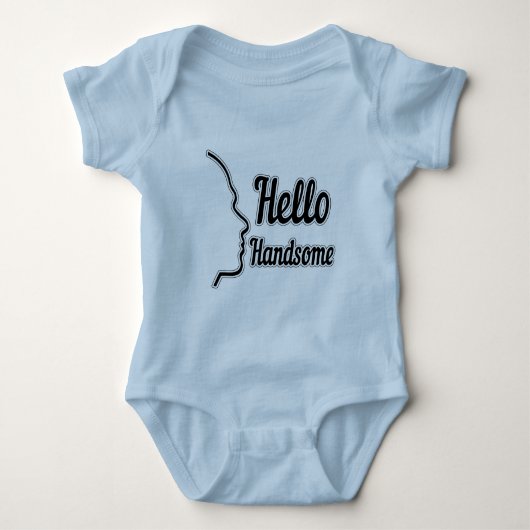 Hallo Knappe gezichtsprofiel outline boy Romper (Voorkant)