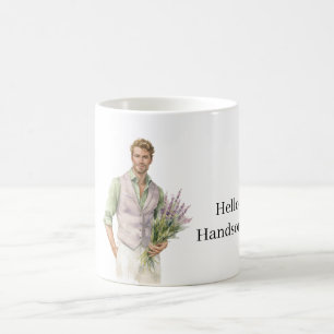 Hallo Knappe Man Lavendel Bloemen Koffiemok