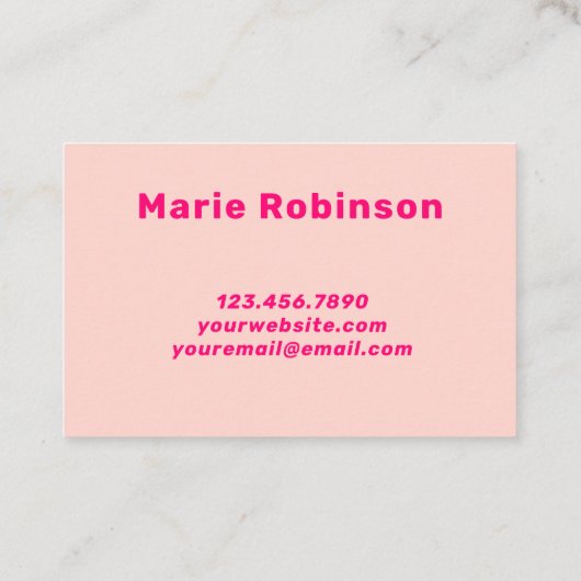 Hallo Koe Print Zwart Heet Roze Abstract Visitekaartje (Achterkant)