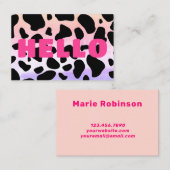 Hallo Koe Print Zwart Heet Roze Abstract Visitekaartje (Voorkant / Achterkant)