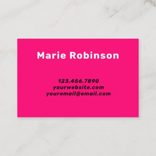 HALLO Koe Print Zwart Wit Heet Roze Visitekaartje (Achterkant)