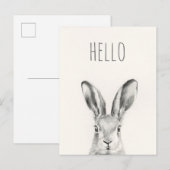 Hallo Konijnenpotloodtekening - Briefkaart (Voorkant / Achterkant)