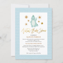hallo Kute Blue Dinosaur Virtual Baby shower Kaart